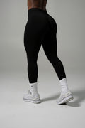 Velera Women's Pump Mid Rise Seamless Leggings - Black women's workout leggings front view