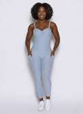 Velera Women's Essence Flawless Form Workout Bodysuit - Baby Blue women's workout bodysuit front view
