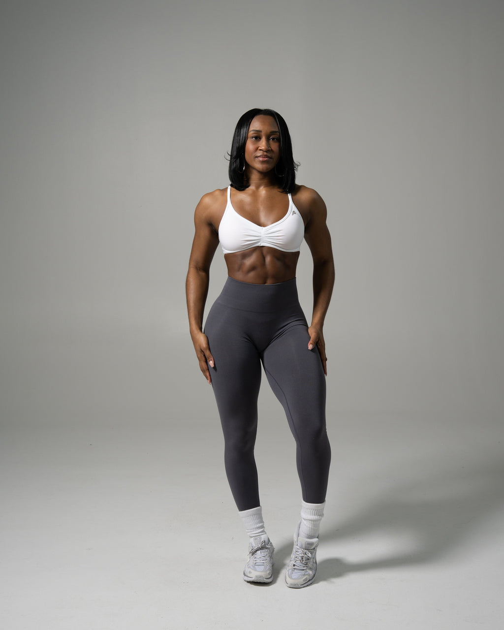Velera Women's Pump Mid Rise Seamless Leggings - Thunderstorm women's workout leggings detail view