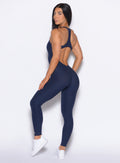 Velera Women's Shape Athletic Workout Bodysuit - Blue women's workout bodysuit front view