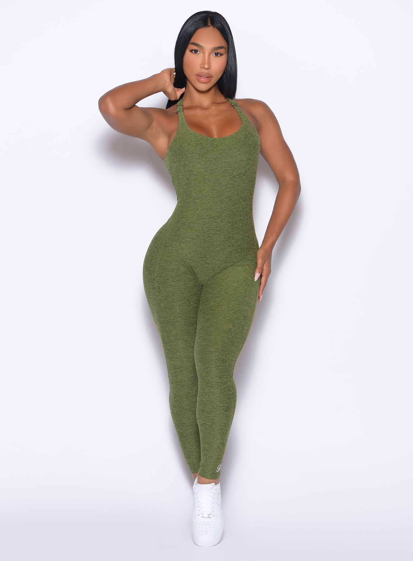 Velera Women's Shape Athletic Workout Bodysuit - Green women's workout bodysuit detail view