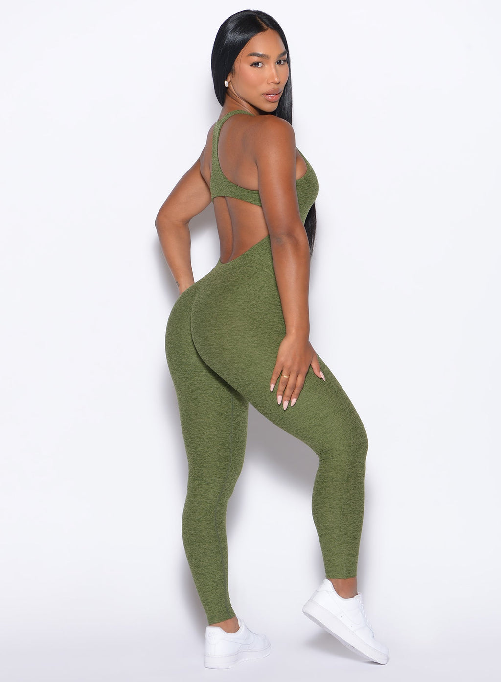 Velera Women's Shape Athletic Workout Bodysuit - Green women's workout bodysuit front view