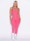 Velera Women's Shape Athletic Workout Bodysuit - Hot Pink women's workout bodysuit front view