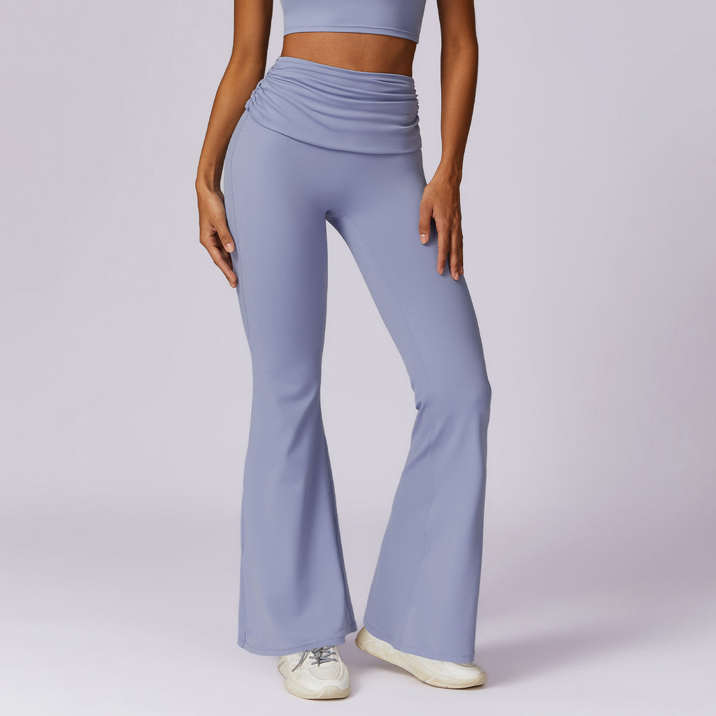 Velera Women's Aura Foldover Flare Leggings - Dusty Blue