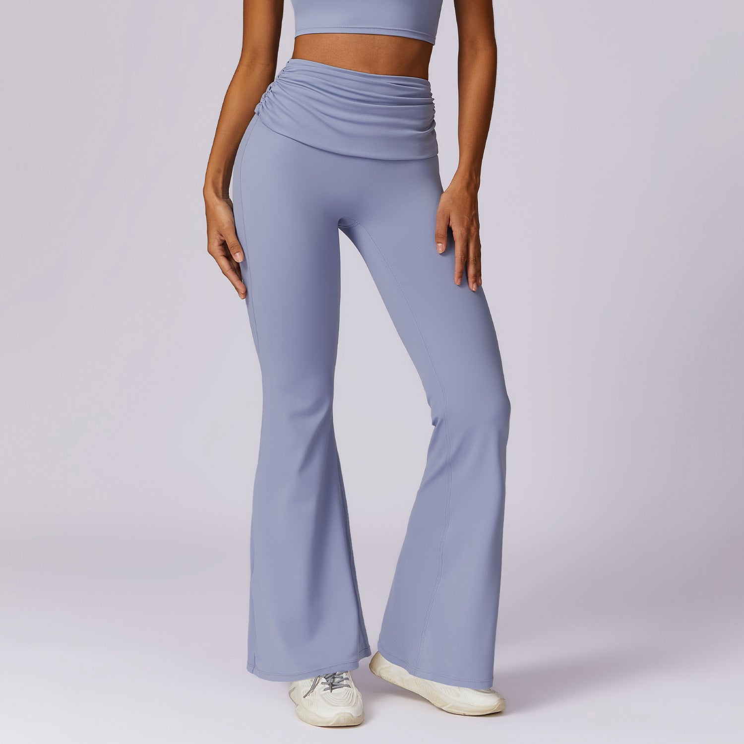 Velera Women's Aura Foldover Flare Leggings - Dusty Blue